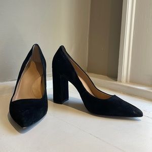 Black suede heels. Size 8.